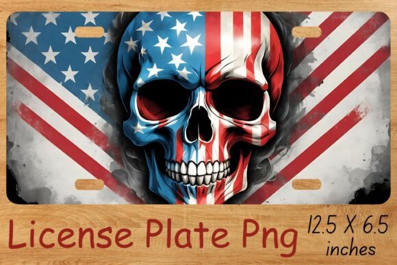 Download Patriotic Skull License Plate Png - Plate Collection