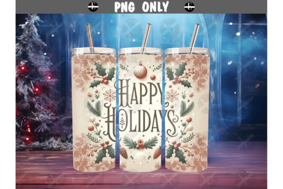 Download Vintage Happy Holidays Tumbler Wrap PNG - Happy Collection