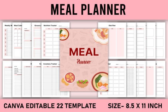 Download Editable Meal Planner Canva Template - Plate Collection