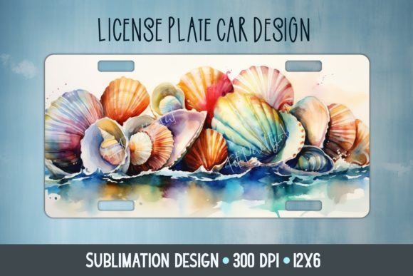 Download Sea Shells Car Plate Sublimation Design - Plate Collection