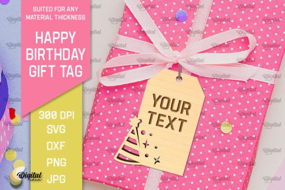 Download Happy Birthday Gift Tag Laser Cut - Happy Collection