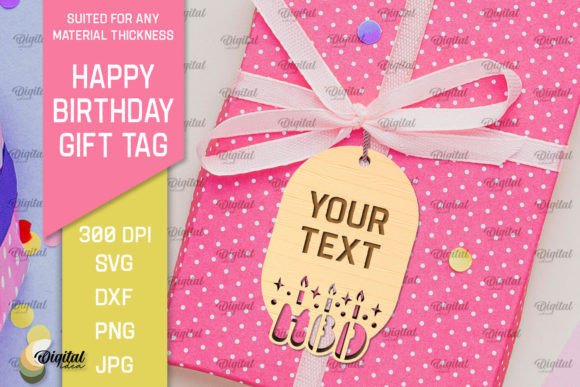Download Happy Birthday Gift Tag Laser Cut - Happy Collection