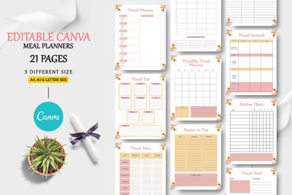 Download Editable Canva Meal Planner Templates - Plate Collection