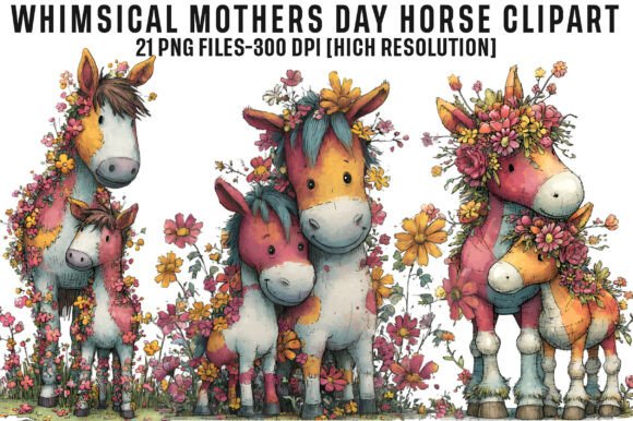 Download Whimsical Mothers Day Horse Clipart PNG - Mother Collection