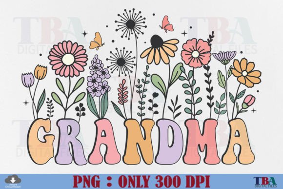 Download Grandma PNG, Retro Flower Mother's Day - Mother Collection