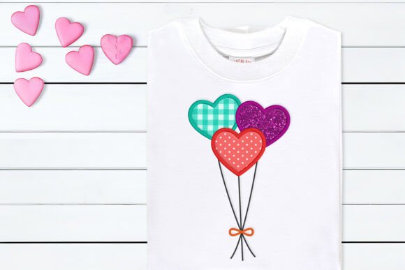 Download Three Heart Balloons Applique Embroidery - Applique embroidery Collection
